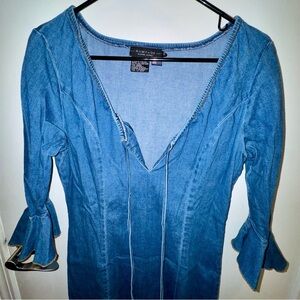 Vintage 1990s Rampage Denim V-Neck Dress